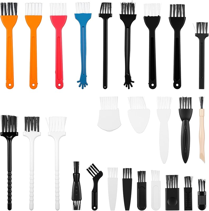 Kit de cepillo de limpieza de mini teclado de 25 piezas, cepillo electrónico para limpiar el polvo | Cepillo de limpieza pequeño antiestático, con mango de PP, para placa base de computadora, cámara de teclado, espacio pequeño