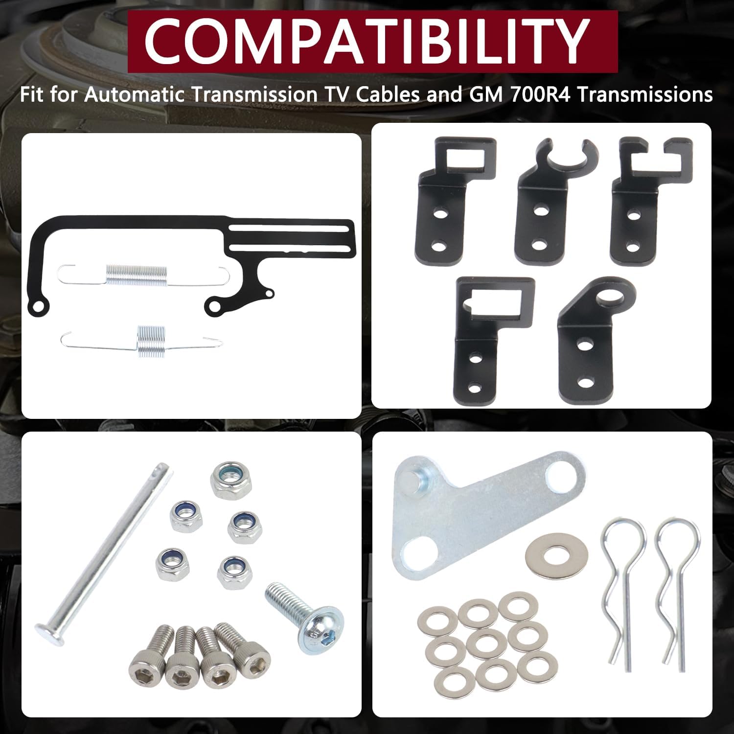 304147 EZ-EFI Cable Mount Kit Carburetor Cable Mount Bracket Throttle Cable Kit for Automatic Transmission TV Cables and GM 700R4 Transmissions Steel Black
