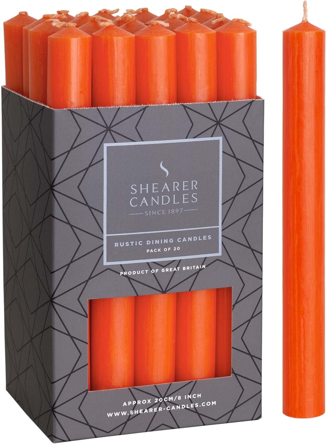 Shearer Candles Orange Dinner Candles 8 inch Unscented Dinner