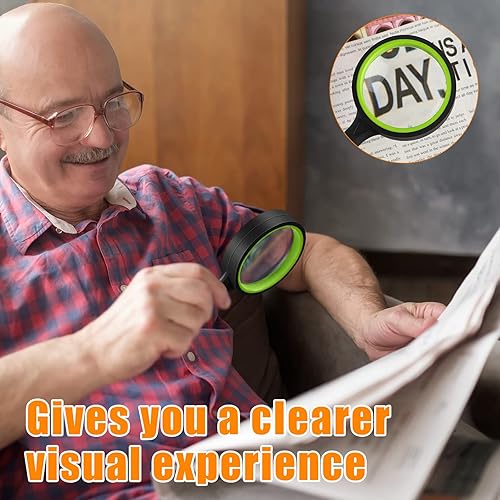 Miniatura 5 de Xuhal 12 lupas de 10 unidades, lupa de lectura inastillable de mano para personas mayores y niños, lente de aumento de color de 1.969 in con goma