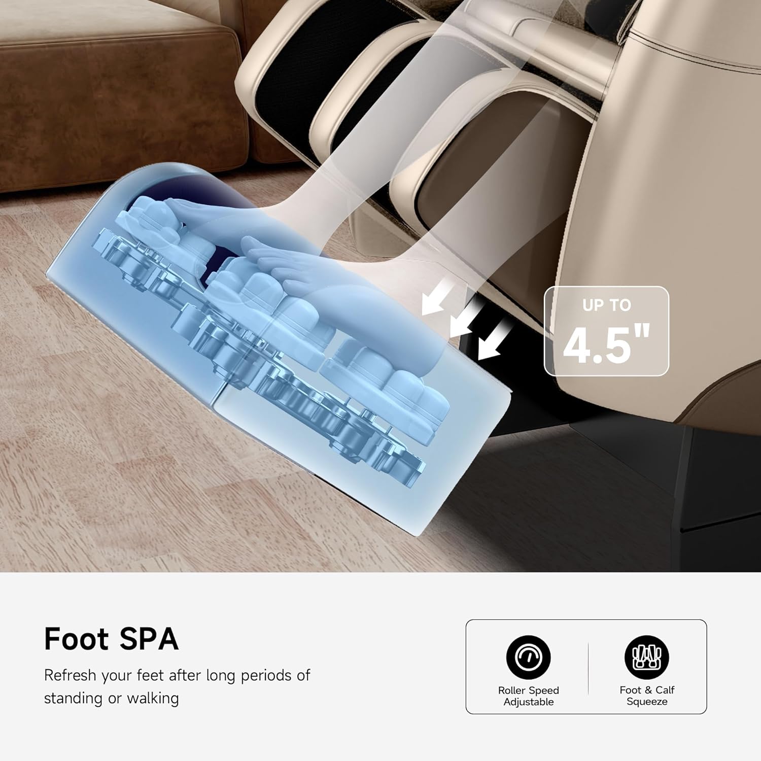 SMAGREHO 2025 Massage Chair Full Body, Zero Gravity Recliner with 6 Auto Modes, Foot Massage, Heating, Bluetooth, Khaki