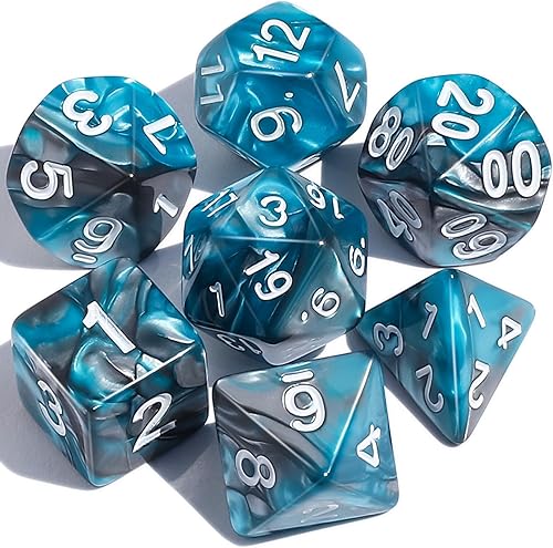 Vista 120 de CiaraQ DND - Juego de dados poliédricos con una bolsa de dados negra para juegos de mesa de rol D&D RPG MTG Rojo mezclado con naranja + purpurina