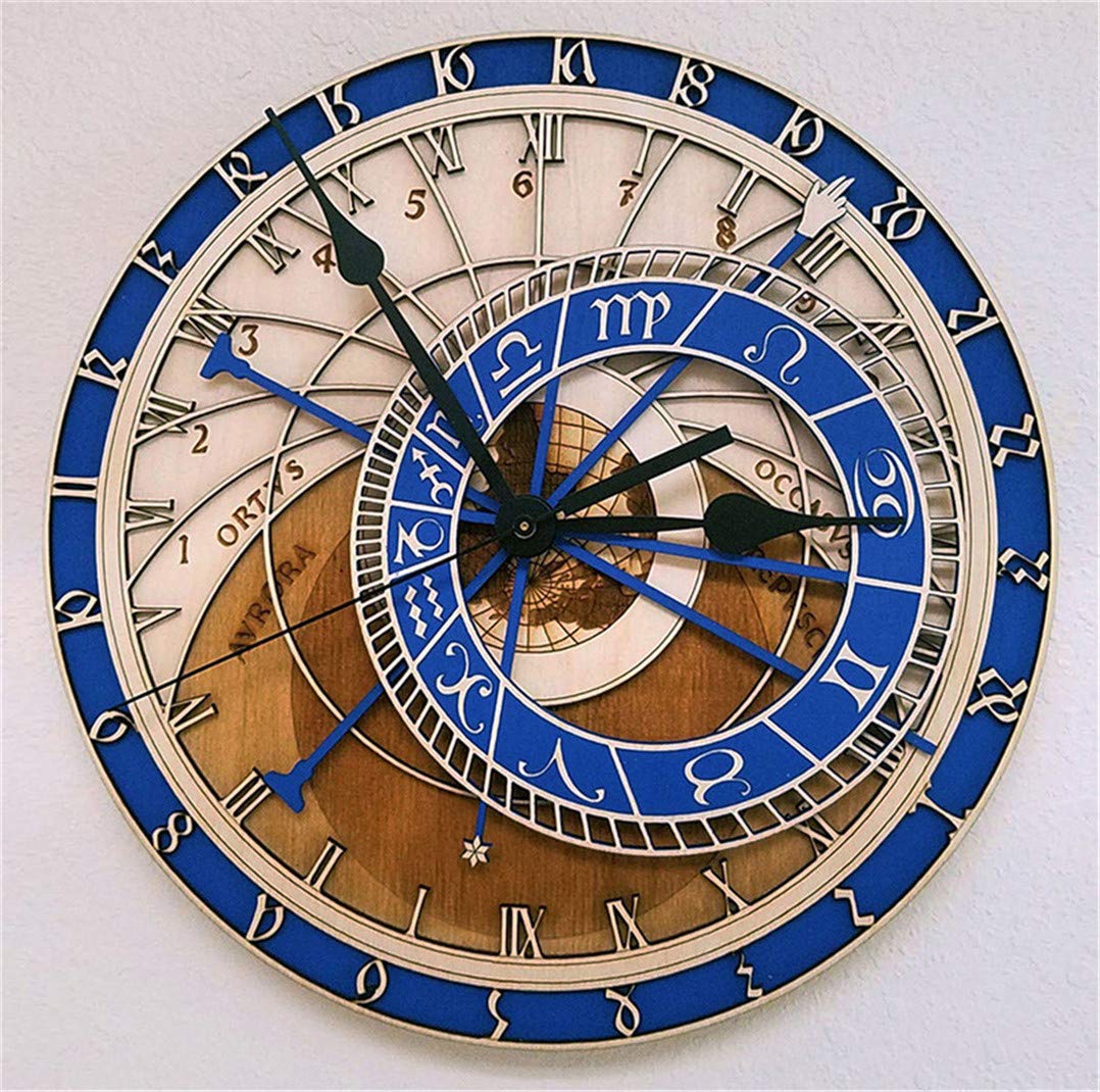 30cm Prague Astronomical Clock Wall Clock, Quartz Silent Clocks 12 Constellation Art Clock - Round Holiday Ornament