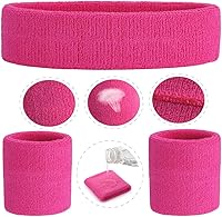 Vista 78 de ONUPGO - Conjunto de diadema y muñequeras deportivas para el sudor, hechas de algodón con bucles, muñequeras, contra humedad Rojo/Blanco/Azul