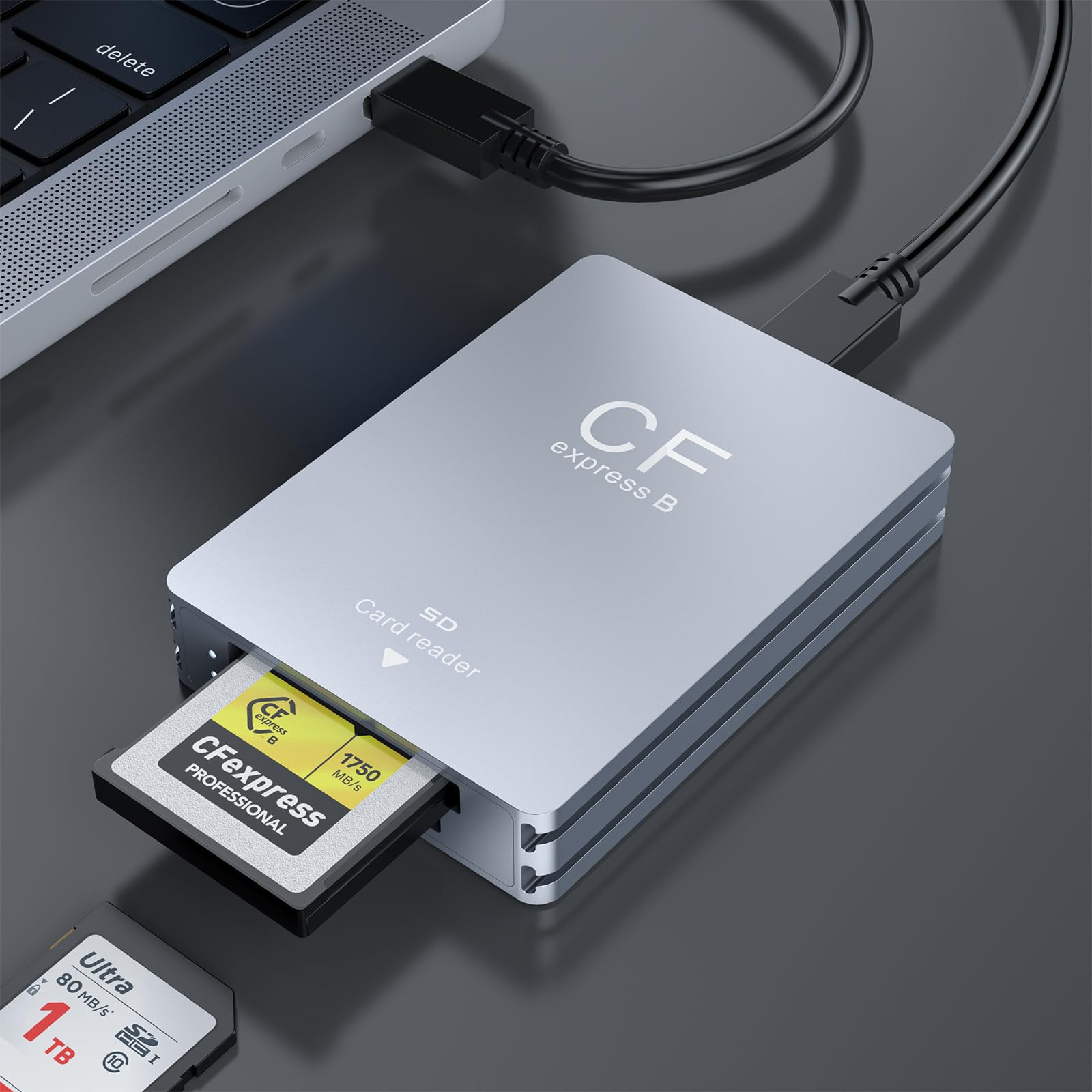 Rocketek CFexpress Type B Card Reader and SD Card Reader, CFexpress USB 3.2 Gen2 10Gbps Card Reader, Cfexpress Type B Reader with USB C to USB A/C Cable for Windows/Mac OS/Linux/Android