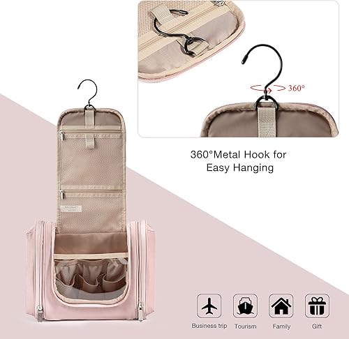 Miniatura 2 de BAGSMART - Estuche de viaje para cosméticos y artículos de aseo personal con gancho para colgar neceser organizador de viaje para champú y otros
