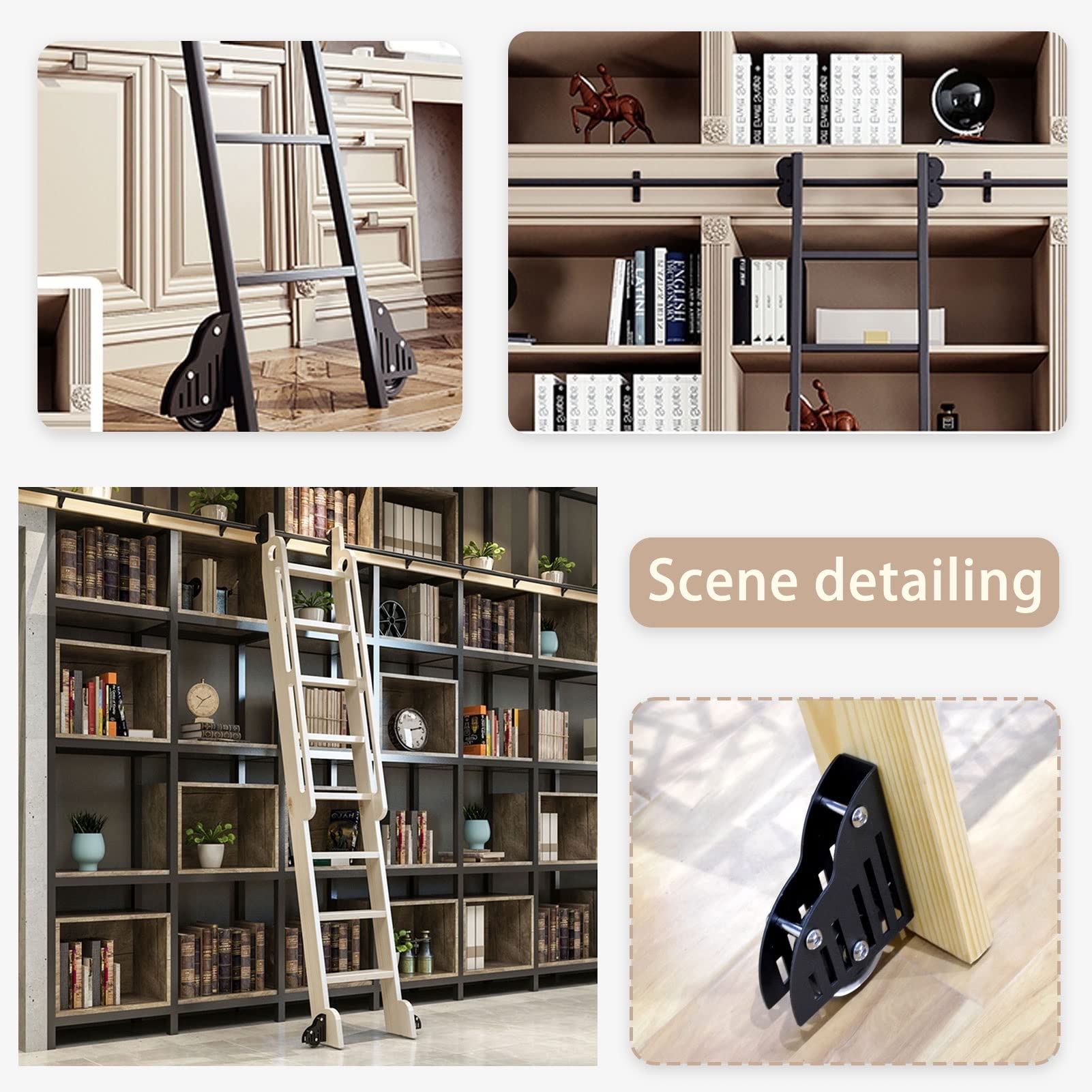 Rolling Library Ladder Rolling Ladder Hardware Kit Therwen 2 Pcs ...