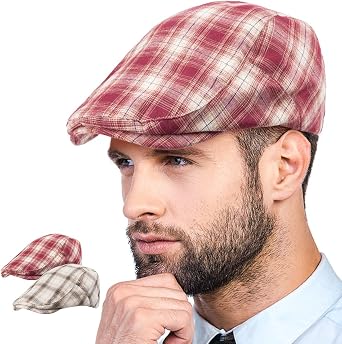 LADYBRO 2-Pack Unisex Flat Cap Newsboy Hats for Men Women, Summer Casual Adjustable