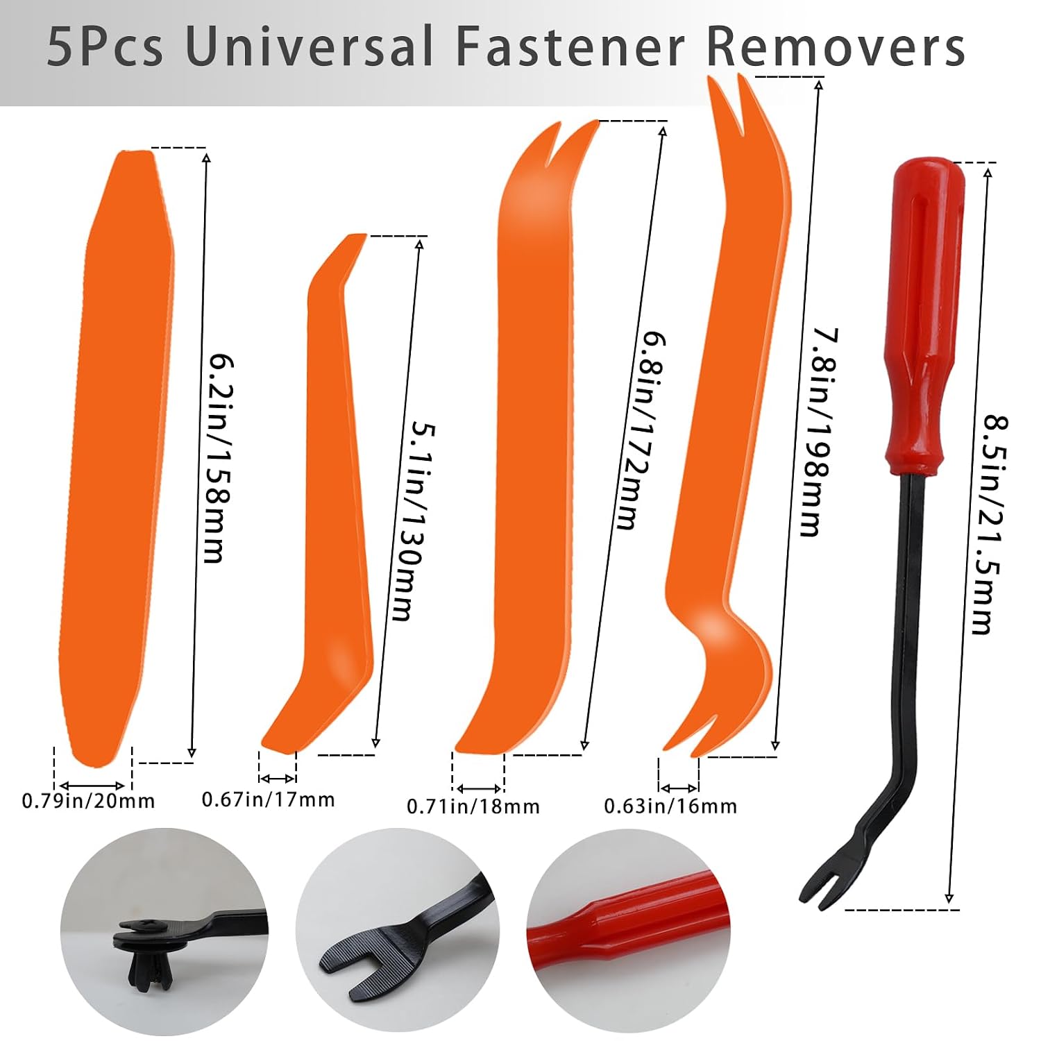 100PCS Universal Bumper Retainer Clips Car Plastic Rivets Kit | Fasteners Push Retainer Popular Sizes, 6 Type Nylon Fasteners Rivet Pins Replacement, with 5 Fastener Removers,5 Cable Ties