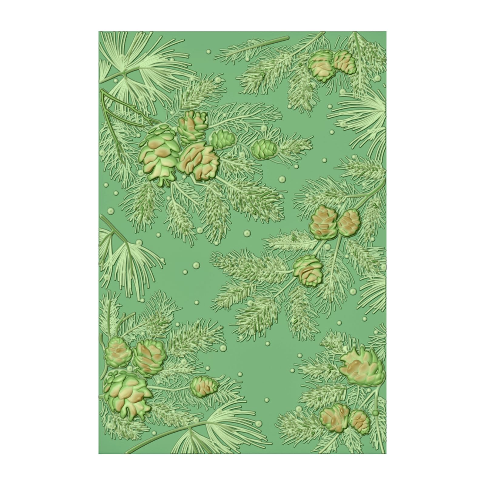 KIRABATIO Snowy Pines 3D Embossing Folder, Pine Cones and Pine Branches Clear Plastic Texture Fades Embossing Folders Template for Card Making Scrapbooking Paper Craft Album Stamps DIY Decoratio