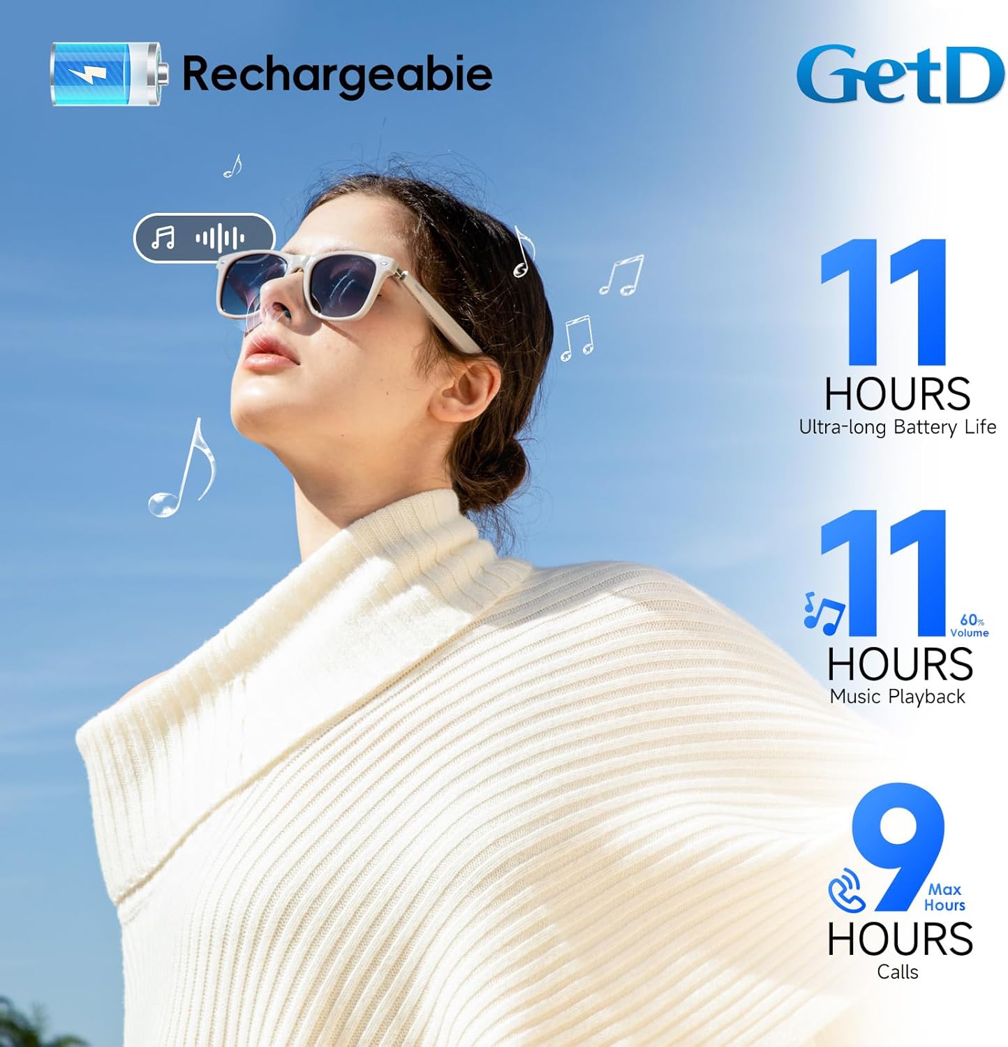 AI Glasses for Men & Women, Smart Glasses Powered by ChatGPT, AI Real-time Translation with 107 languages, 11H Music Play, Bluetooth Sunglasses with Polarized Lens, UV Protection for Daily Use, Travel