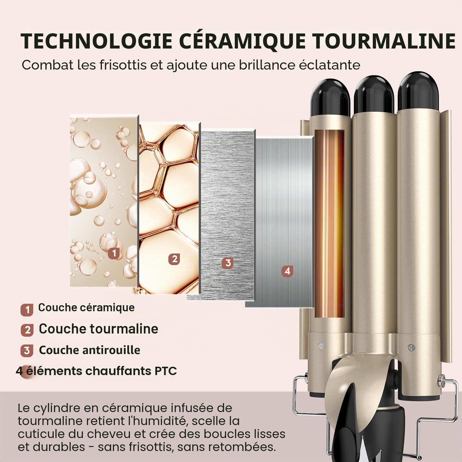 Fer a Boucler 3 Tetes Waver 32mm, AIMERVO GRANDES VAGUES Fer Onduler Wavy 14 Températures à Contrôle de 80⁰C à 210⁰C- Ecran LCD, Revêtement en Tourmaline-Céramique, Chauffage Rapide de 30 Secondes