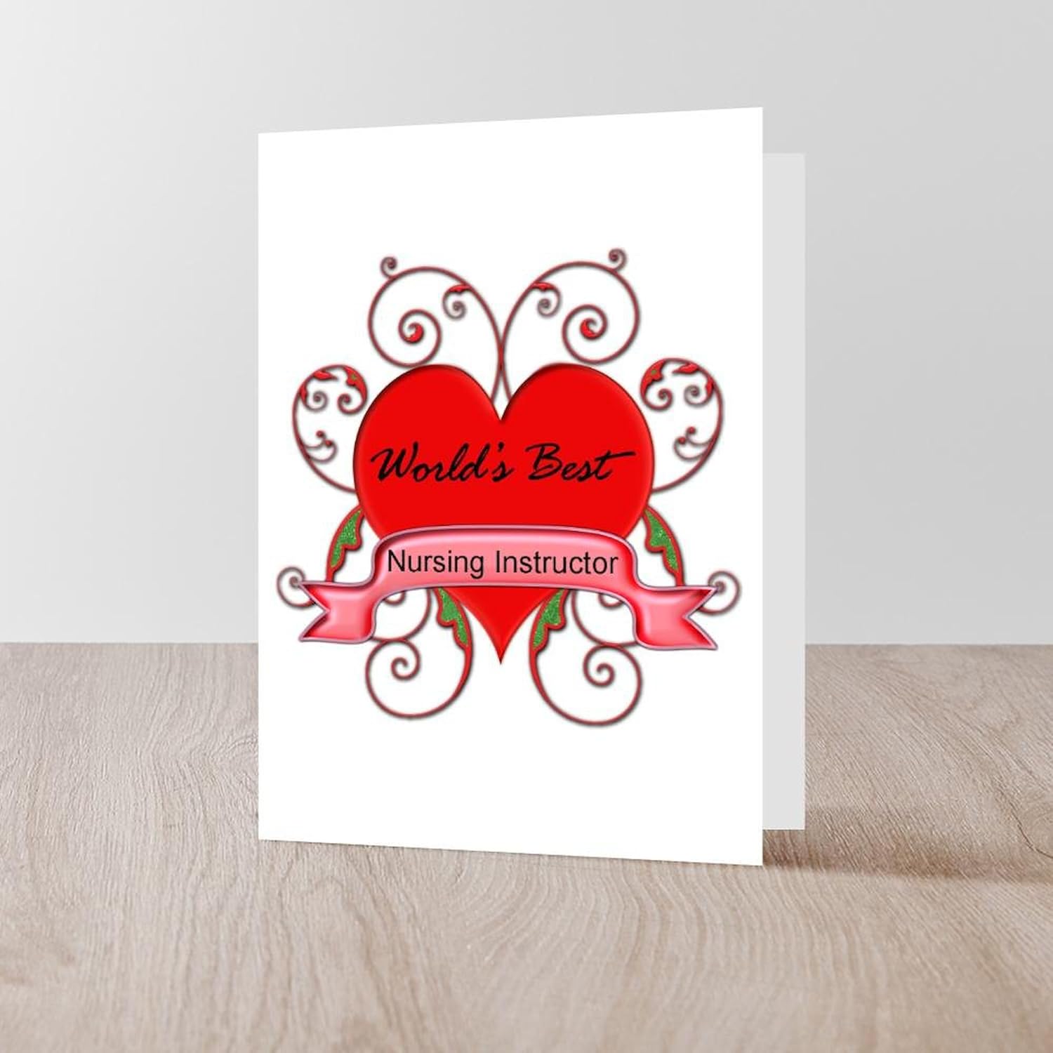 CafePress Worlds Best Nurse Instru With Heart Greeting Card (20-pack), Note Card with Blank Inside, Birthday Card Glossy