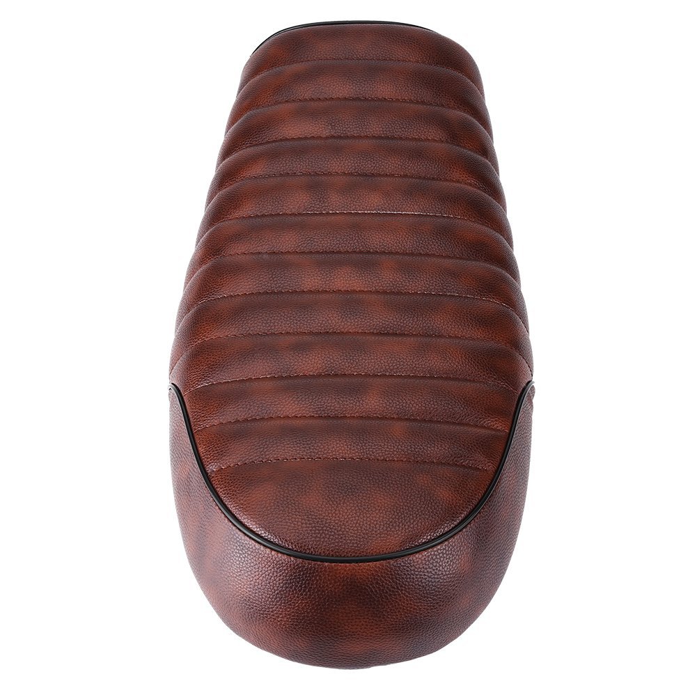 Siège de Moto en Cuir PU Vintage Cafe Racer Siège de Siège Plat Coussin de Selle