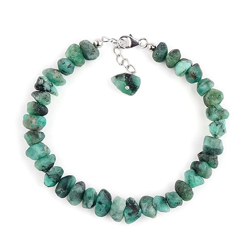 Miniatura 2 de Raw Emerald Stone Bracelet Jewelry Birtday Gifts For Women Trendy Dainty Handmade in 925 Sterling Silver May Birthstone Best Christmas Gifts For Her