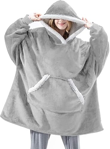 Sudadera con capucha para mujeres y hombres, cálida sudadera con capucha de franela en blanco cómoda manta de felpa con capucha, talla única