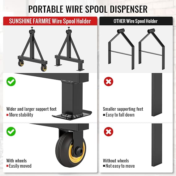 Wire Spool Rack Portable Cable Caddy Steel Wire Spool Holder