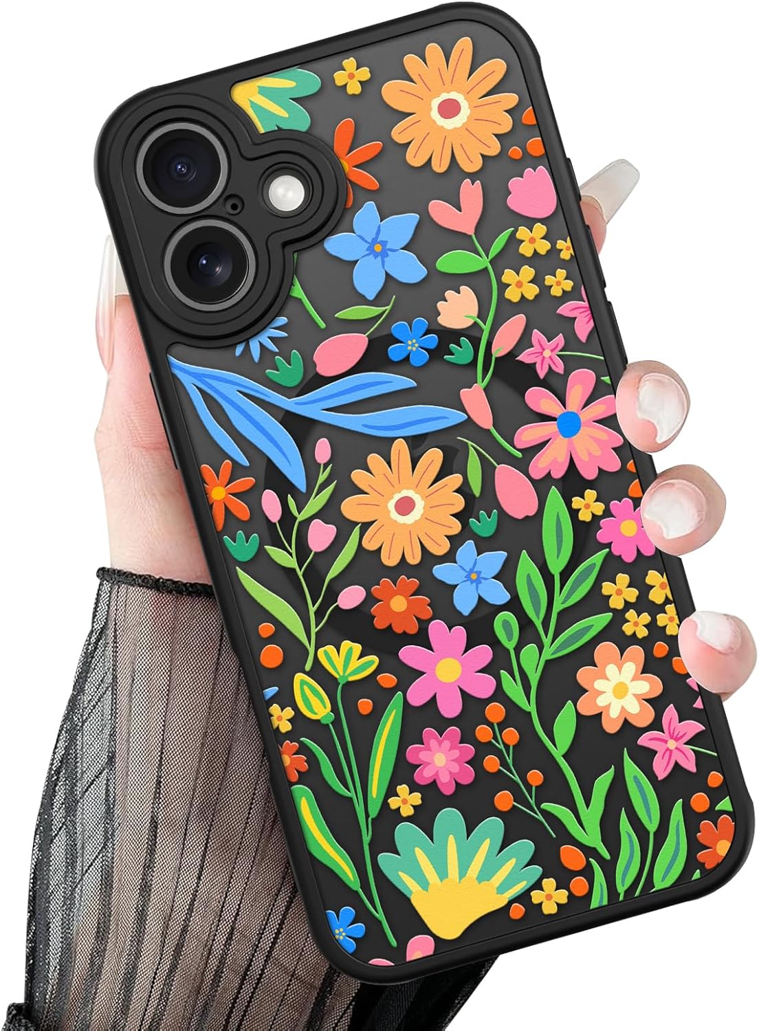 Magnetic for iPhone 17 Pro Max Case, Compatible with Magsafe, Pretty Rose Peony Floral Pattern for Women Girls, Full Camera Protection, Translucent Matte Phone Cover, Brown
