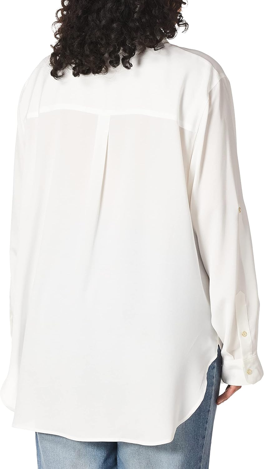Calvin Klein womens Roll Sleeve Tunic Blouse (Regular and Plus Sizes) - Image 3