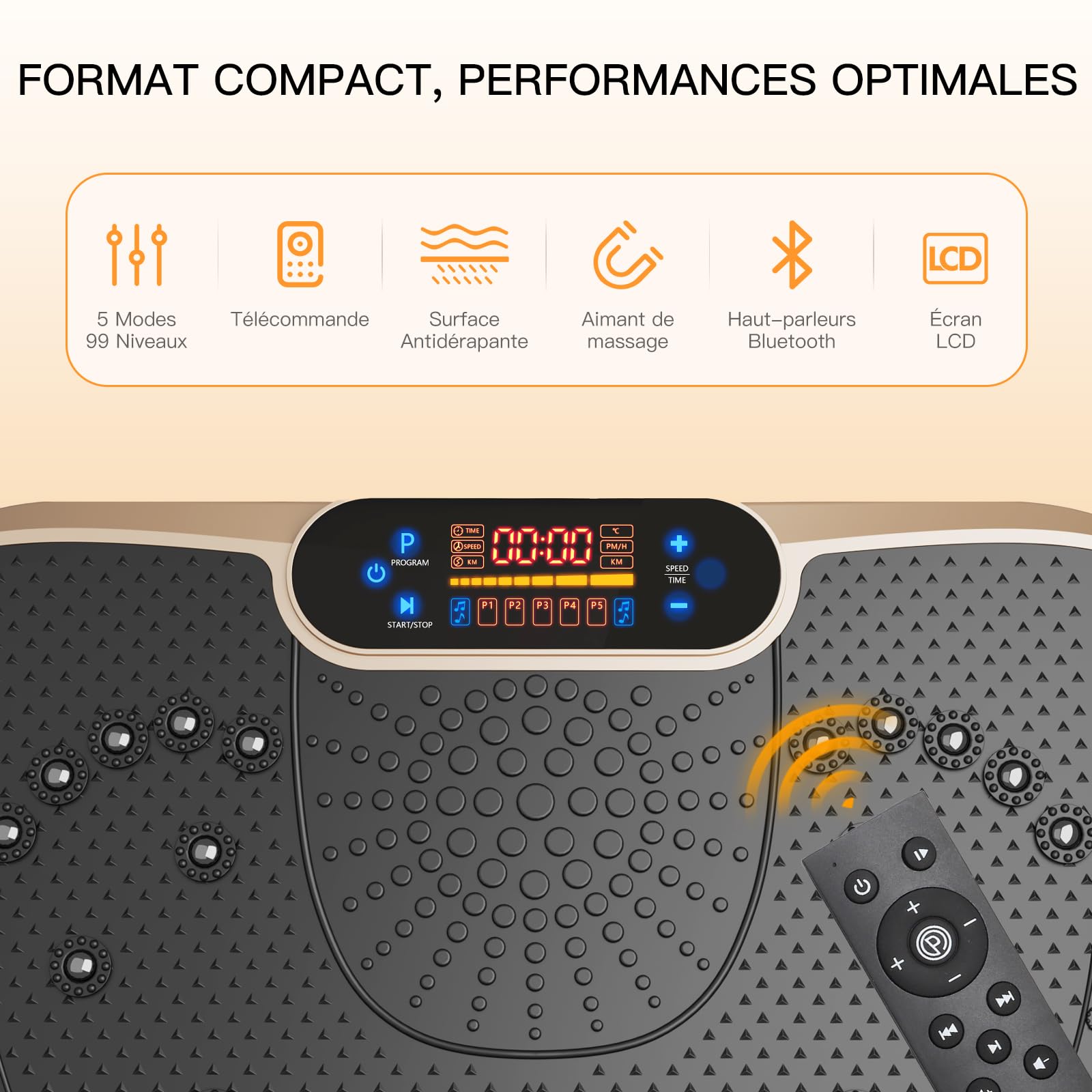 Dripex Plateforme Vibrante Oscillante Machine d'Exercice 99 Vitesses Bluetooth USB