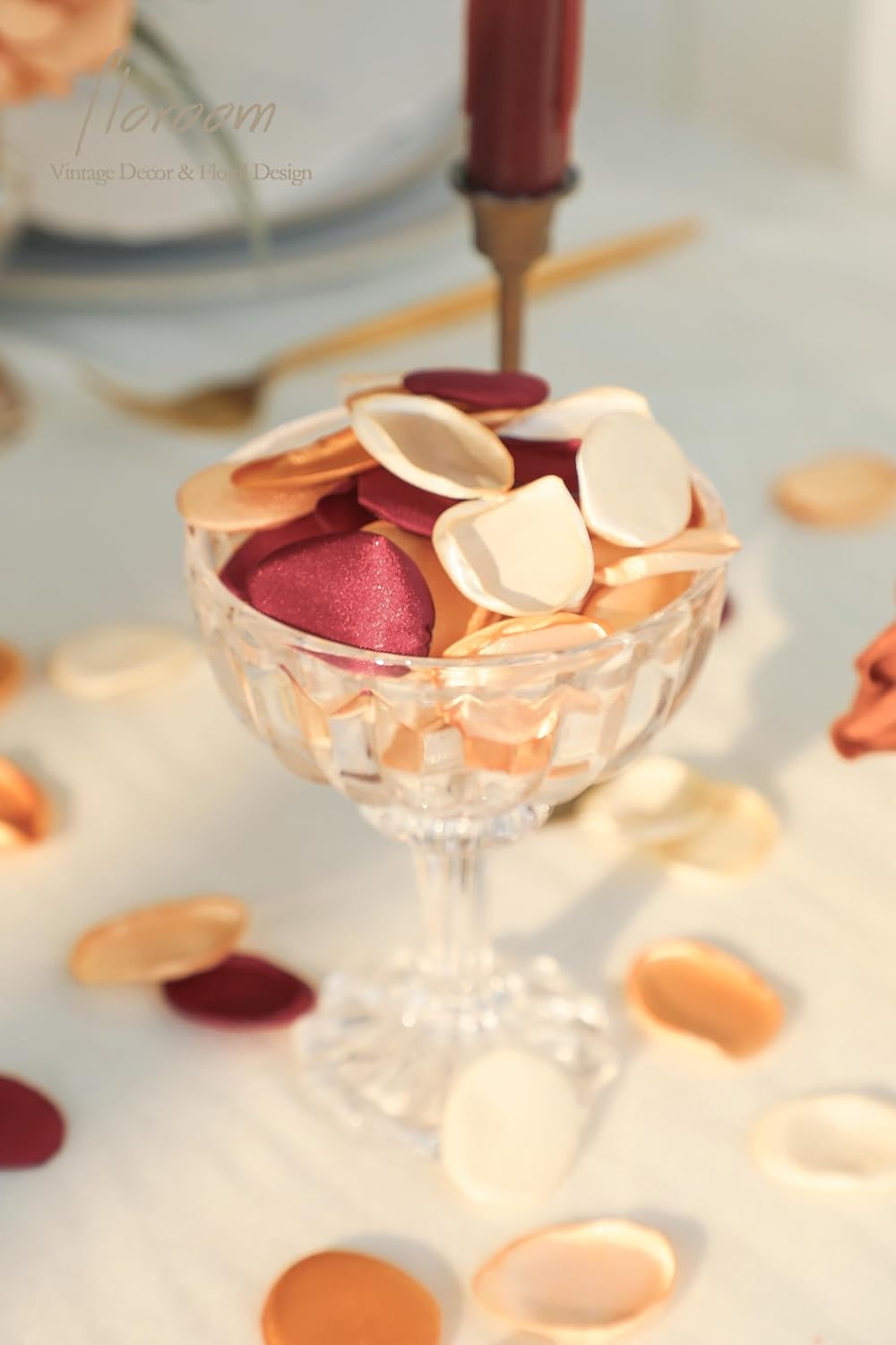 Floroom 300pcs Rose Petals Chic Terracotta Faux Silk Flower Petals Burnt Orange for Wedding Flower Girl Basket Aisle Scatter Table Centerpieces Party Confetti Bridal Shower Romantic Night Decoration - Image 4