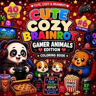 Cute Cozy Brainrot Gamer Animals Coloring Book: 40 Adorable Kawaii Gaming Animals for Relaxation, Stress Relief, Fun and Creative Coloring (Cute Cozy Brainrot Coloring Book)