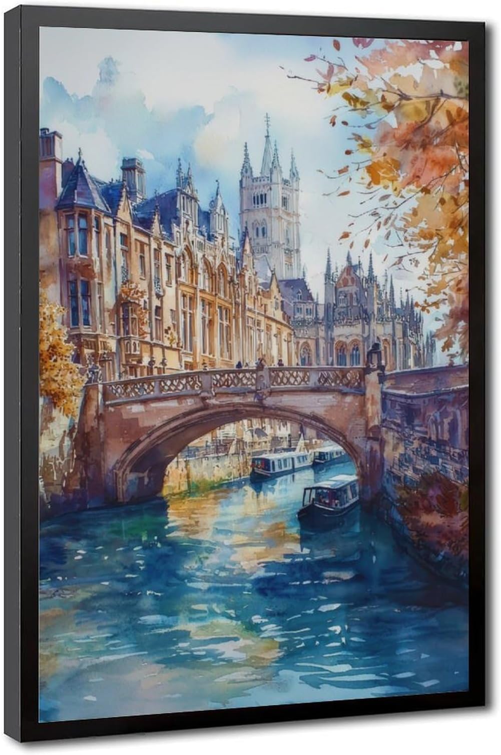 Cambridge Watercolor Poster Wall Art Hanging Home Décor Gift Lovers United Kingdom Posters Prints Canvas Decorations Paintings Black And White Wall Art For Offices Living Rooms And Bedrooms Black Hang