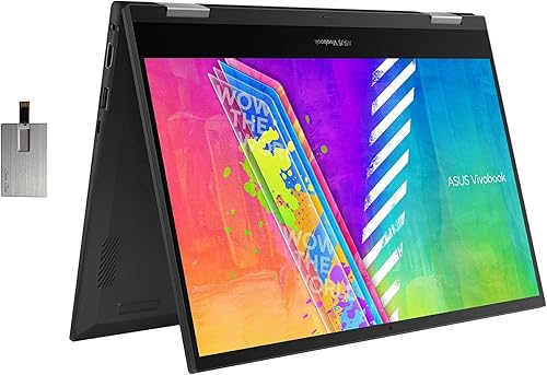 ASUS VivoBook Go 14 - Laptop táctil 2 en 1 delgada y ligera, procesador Intel Celeron N4500, 4 GB de RAM, memoria flash eMMC de 64 GB, gráficos