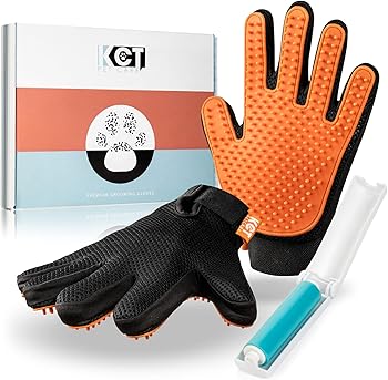 KCT Pet Care Pet Grooming Gloves - Gentle Deshedding and Washing Glove - Cat Grooming Glove - Dog Grooming Gloves - 260 Silicone Tips Per Dog Brush Gloves for Shedding and Pet Hair Removal Glove