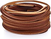 TeeLiy TeeLiy 3MM Flat Genuine Leather Cord - Natural Leather Lacing - Strip Cord Braiding String for Jewelry Making Shoe Lace Braided Bracelets Necklaces Handbags Knife Sheaths Brown (5Yards)