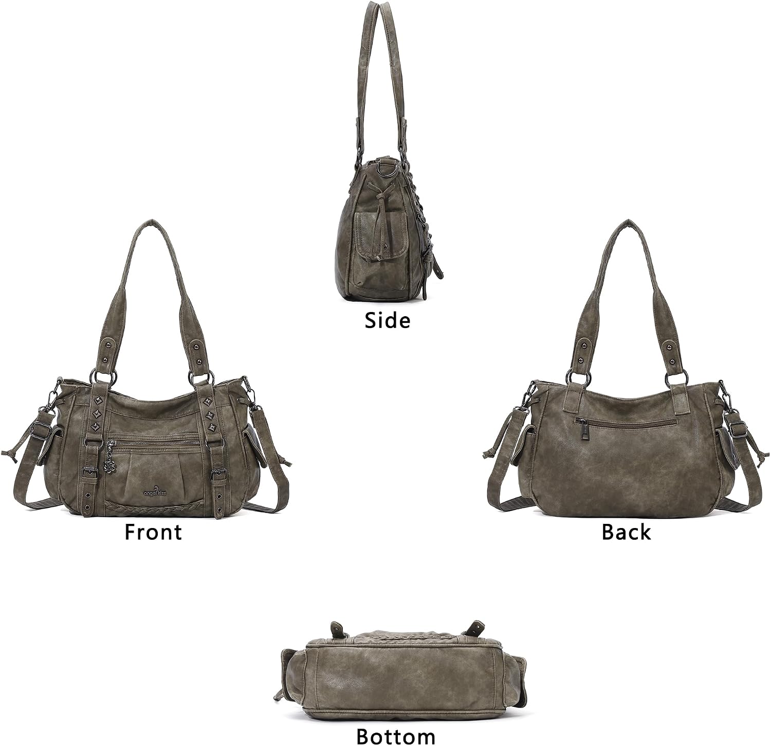 Angel Kiss Shoulder Bag For Women Multi Pocket Retro Hobo Handbags Satchel Tote Bag