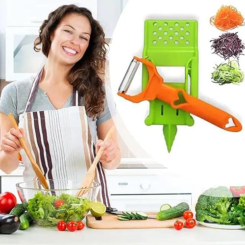 Miniatura 2 de Pelador de verduras Pelador multifuncional 2 en 1, Pelador de Papas Electrico, pelador de verduras de juliana mejorado 2025, juego de utensilios de