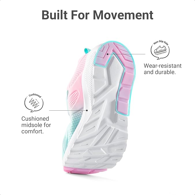 DREAM PAIRS Girls Running Shoes Kids Sneakers Tennis ColorBurst Lightweight Casual Walking Shoes