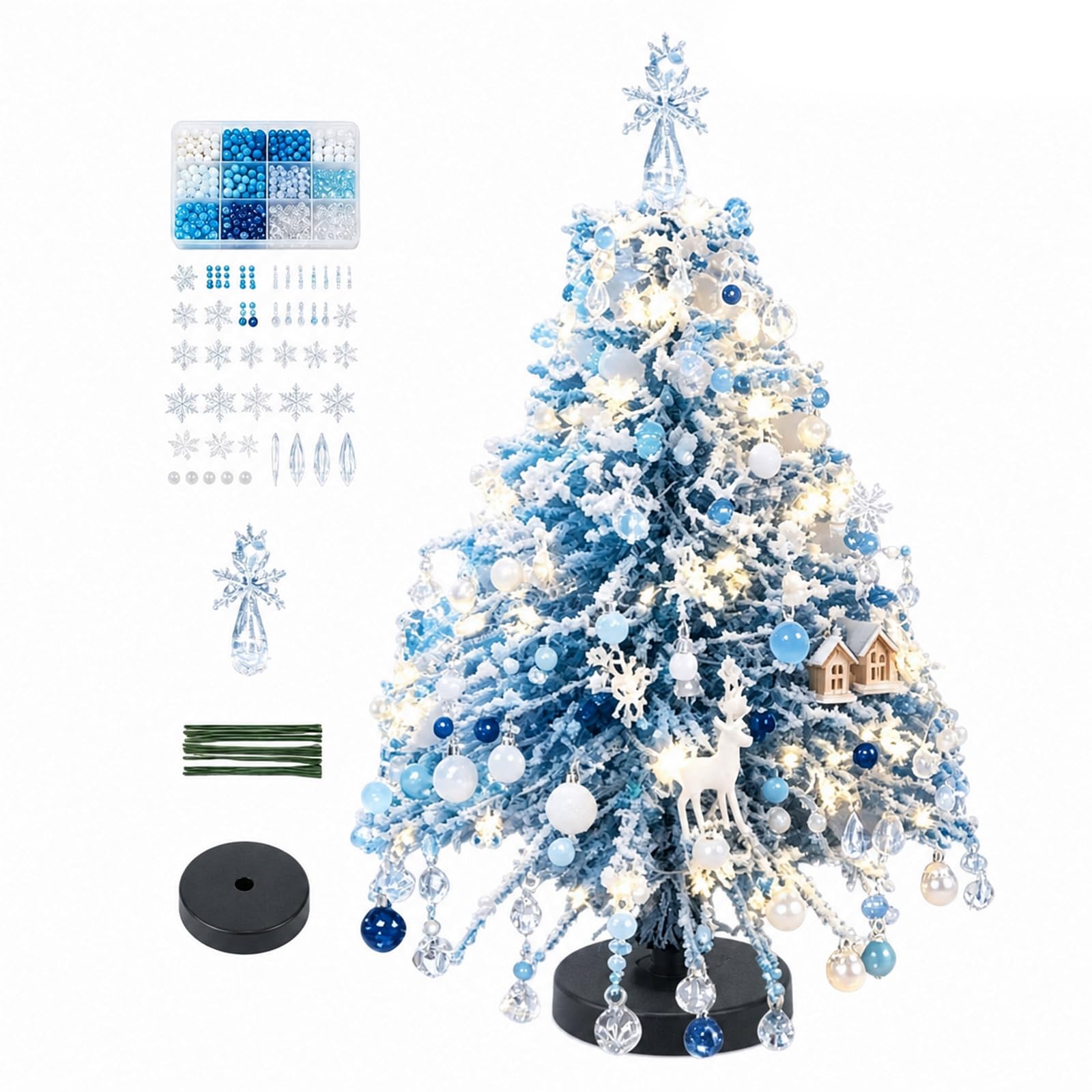 DIYIOUZHOU DIY Beaded Christmas Tree Kit with Lights Christmas Crafts