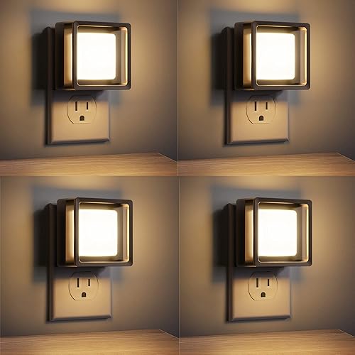 Miniatura 10 de DORESshop Luces nocturnas LED enchufables a la pared, 4 paquetes de luz nocturna plegable, portátil, regulable, con sensor de atardecer a amanecer