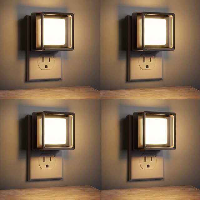 LED Night Light DORESshop Night Lights Plug Into Wall 4 Pack with Dusk-to-Dawn Sensor Dimmable Nightlights Adjustable Brightness