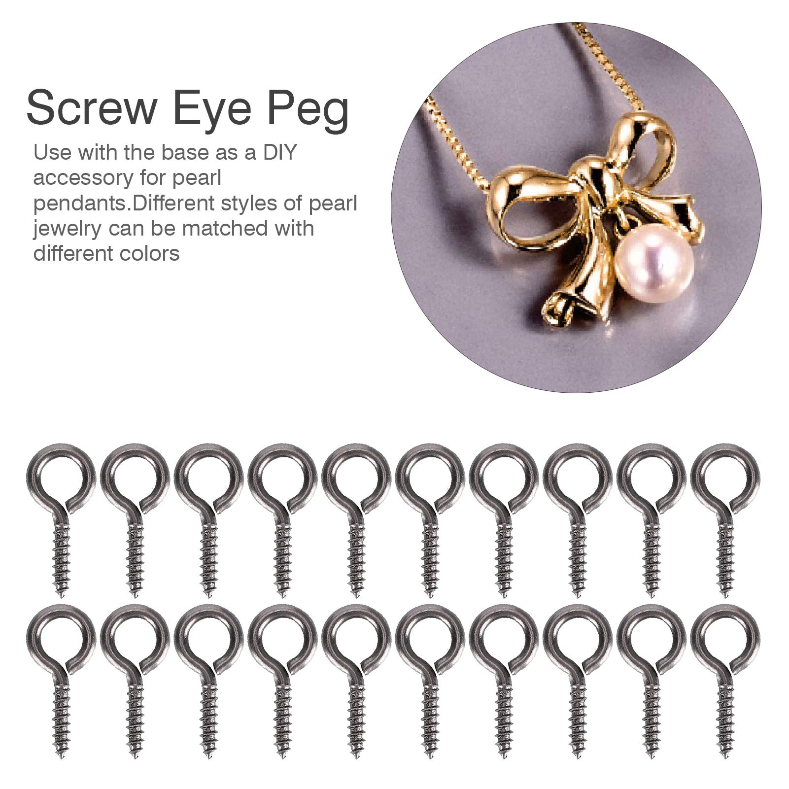 200pcs Eye Pins for Jewelry Making, Small Screw Eye Pins, Eye Screws for Jewelry Making, Eye Pins Hooks, Threaded Clasps Hooks for Jewelry Making Charm Bead(Gun Color)