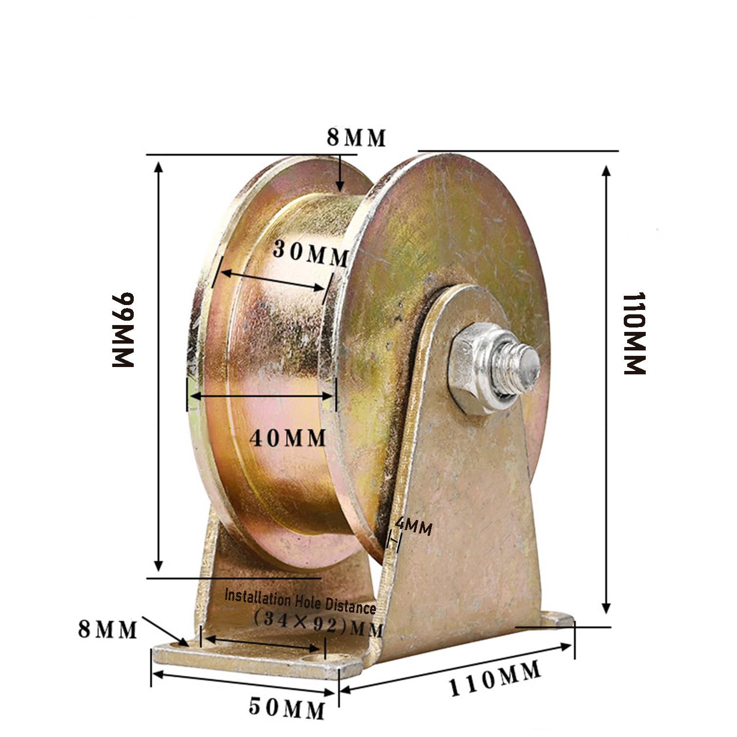 Ruedas Rodillos Puerta Corredera,Ruedas Direccionales Acero Polea de Ranura en H,Ruedas Rígidas Pesado,para Riel Invertido/Sistema de Polea/Industrial,1 Pieza (Groove 30mm,99mm)