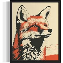 aj decor Fox Pop Art Print Poster, Vintage Colorful Abstract Artwork Printing Picture Bedroom Living Room Dining Room 155A Fox, 11 x 14 inches, Black Frame