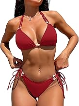 JFAN Maillot de Bain Femme 2 Pieces Push Up Rembourré Réglable Triangle Bikinis Set Classique Taille Basse Ensemble de Bikini Brésilien avec String