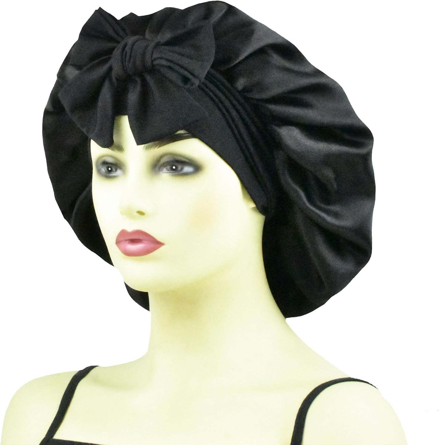 Double Layer Silk Bonnet for Sleeping Women Long Curly Hair Braids, Large Silk Lined Sleep Caps, Satin Bonnet with Tie Band - Image 2