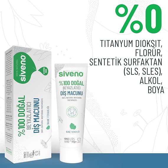 Siveno 100% Natural Toothpaste Whitening Mint Freshness Fluoride-Free 65 Gr