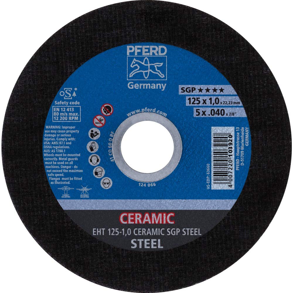 25 discos de corte EHT 125 – 1,0 ceramic SGP de acero. : 61312510