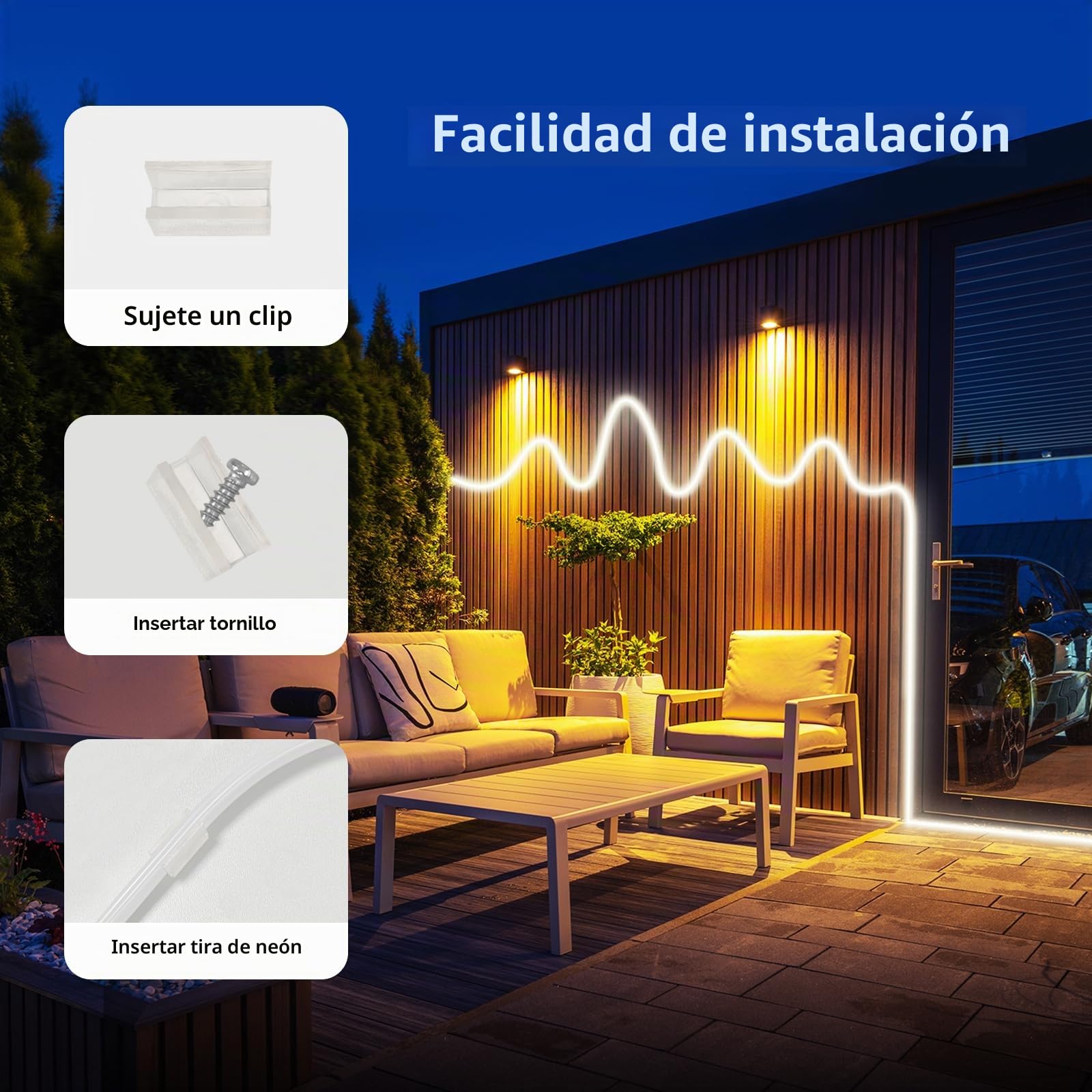 Tira LED Neon 8M Blanca Cálida 3000K-6500K Blanca Frío Tira Luz LED Regulable Superbrillante con Mando Distancia y Fuente Alimentación Luces de Cinta LED Flexible para Cocina, Dormitorio