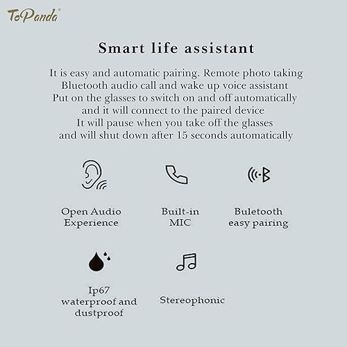 Miniatura 5 de Gafas de audio inteligentes (3ª generación), altavoces TWS de oído abierto con conectividad Bluetooth 5.0 para reuniones de juegos