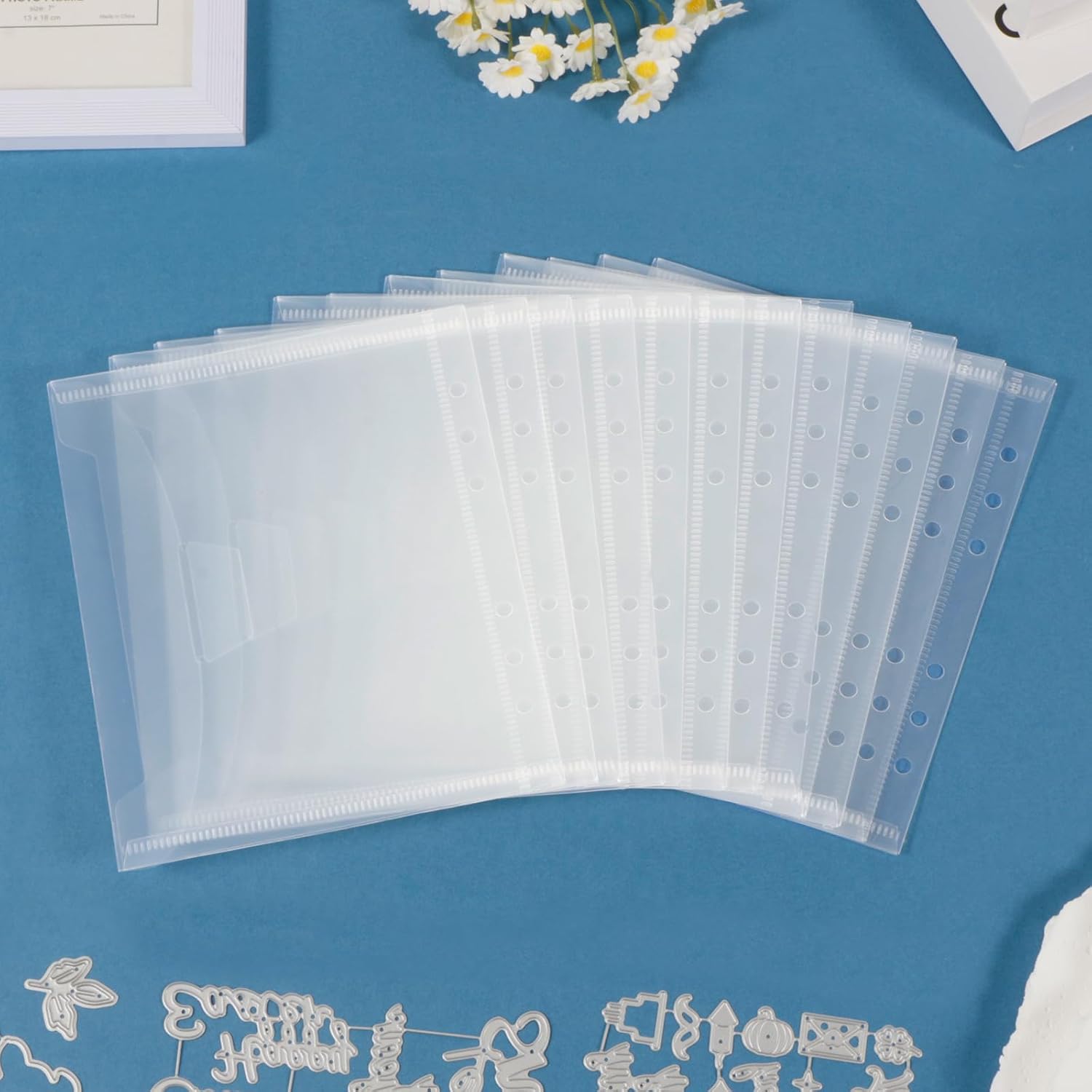 UNIMEIX 24 Pcs 2-in-1 Stamp and Die Storage Refill Pages Reusable Storage Cases Seal Bags Transparent Plastic Folders for Cutting Dies Stencil Embossing Crafts (6.3" x 7.6") image 2