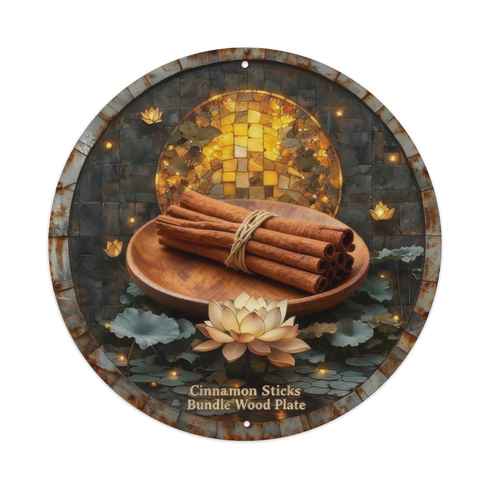 Cinnamon Sticks Bundle Wood Plate Metal Tin Sign Plaque