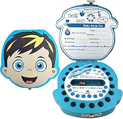 Caixa de fada de dente de bebê, caixa de lembrança de primeiro dente para crianças – suporte de dente de madeira e caixa de presente de armazenamento para meninos