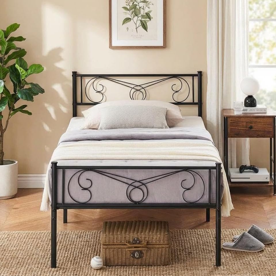 Twin Bed Frames for Kids Metal Bed Frame with Headboard Footboard Twin Size Metal Platform Bed Frame Heavy