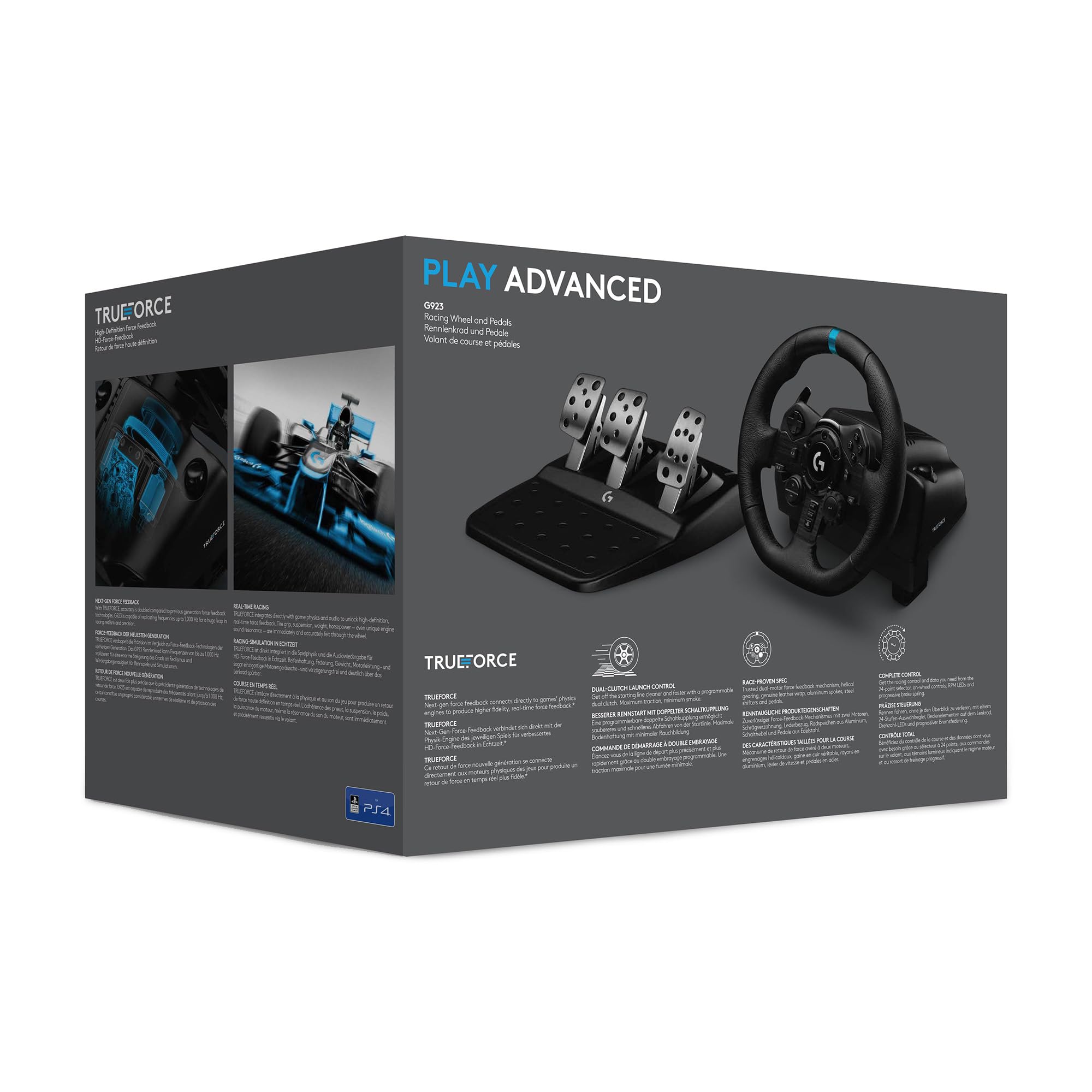 Logitech G G923 Volant de Course et Pédales, Compatible PS5, PS4 et PC, Prise anglaise (Type G), UK Plug - Noir